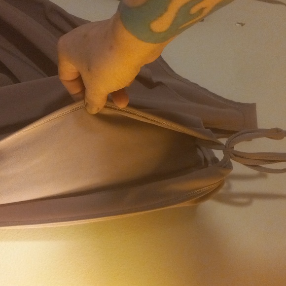 Fashion Nova Nude Long Open Sleeve Deep Plunging Body Suit - Picture 5 of 9